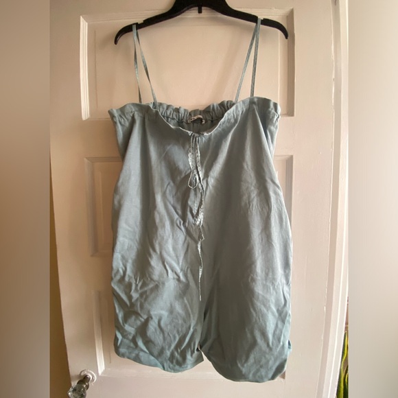 ZARA TIED SHORT JUMPSUIT ROMPER BLUE LARGE - Picture 9 of 9